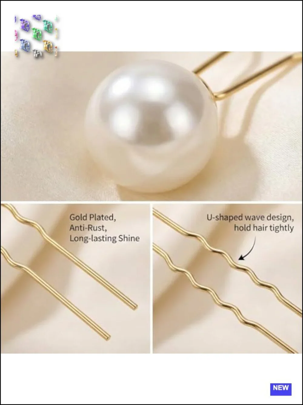 18 Pcs U-Shaped Faux Pearl Hair Pins for Wedding Updos Prom